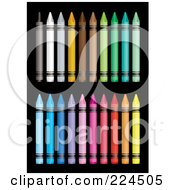 Royalty Free RF Clipart Illustration Of A Digital Collage Of Colorful Crayons With Blank Wrappers by michaeltravers