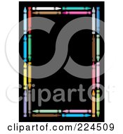 Royalty Free RF Clipart Illustration Of A Colorful Crayon Border On Black by michaeltravers
