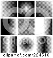 Royalty Free RF Clipart Illustration Of A Digital Collage Of Nine Black Halftone Backgrounds