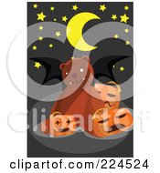 Poster, Art Print Of Teddy Bear With Bat Wings And Pumpkins