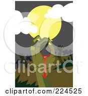 Royalty Free RF Clipart Illustration Of A Bloody Zombie Hand Under A Full Moon