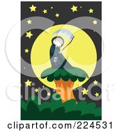 Poster, Art Print Of Grim Reaper And Scythe On A Tree Against A Full Moon
