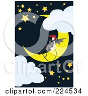 Poster, Art Print Of Bat Woman Sitting On A Crescent Moon