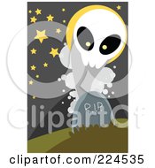 Poster, Art Print Of Ghost Emerging From A Tombstone