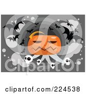 Poster, Art Print Of Giant Jackolantern With Skulls And Vampire Bats