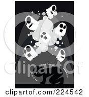 Royalty Free RF Clipart Illustration Of A Scared Man Shaking Under Skull Ghosts