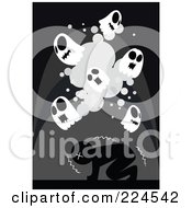 Poster, Art Print Of Scared Man Shaking Under Skull Ghosts