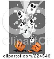 Poster, Art Print Of Ghosts Over A Broken Pumpkin