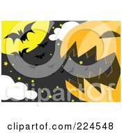 Poster, Art Print Of Giant Jackolantern With Stars And Vampire Bats In The Moonlight