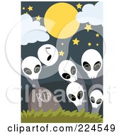 Poster, Art Print Of Skull Ghost Singing To Others By A Tombstone
