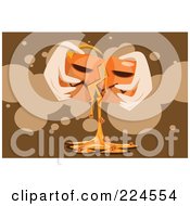 Royalty Free RF Clipart Illustration Of A Hand Breaking Open A Gooey Pumpkin by mayawizard101