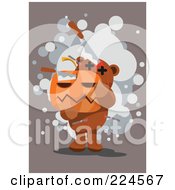 Poster, Art Print Of Bloody Teddy Bear Carrying A Jackolantern