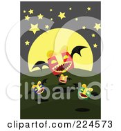 Royalty Free RF Clipart Illustration Of Vampire Gifts Against A Full Moon