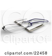 Poster, Art Print Of Doctor Or Vet Stethoscope On Top Of A Clipboard With Blank Pages