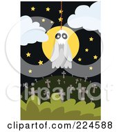 Poster, Art Print Of Skull Ghost Hanging From A Noose Over A Cemetery