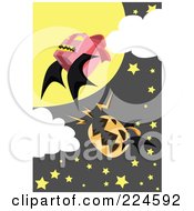 Royalty Free RF Clipart Illustration Of A Flying Jackolantern Chasing A Present Bat