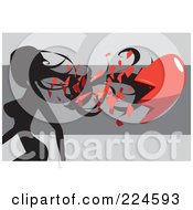 Royalty Free RF Clipart Illustration Of A Silhouetted Woman Walking And Breaking A Red Heart