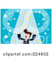 Royalty Free RF Clipart Illustration Of A Businessman Trying To Catch Falling Coins