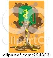 Royalty Free RF Clipart Illustration Of A Dollar Coffee Cup Draining Upside Down by mayawizard101