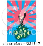 Royalty Free RF Clipart Illustration Of A Wealthy Businessman Celebrating On A Stack Of Money Bags