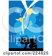 Poster, Art Print Of Businessman Weeping Under Dollar Symbols And Flying Coins
