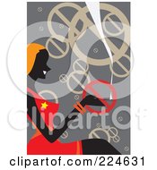Poster, Art Print Of Silhouetted Woman Sitting And Smoking Around Prohibited Symbols