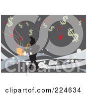 Poster, Art Print Of Businessman Playing A Sax Under Dollar Symbols