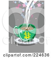 Poster, Art Print Of Green Dollar Coffee Cup On A Saucer