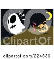 Royalty Free RF Clipart Illustration Of A Jackolantern Chasing A Ghost