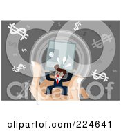 Royalty Free RF Clipart Illustration Of A Businessman Carrying A Save On A Hand With Dollar Symbols by mayawizard101