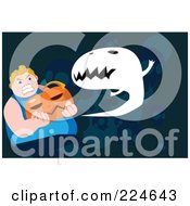 Royalty Free RF Clipart Illustration Of An Angry Fat Man Carrying A Pumpkin By A Ghost