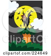 Poster, Art Print Of Demonic Creature On A Tree Against A Full Moon With Bats
