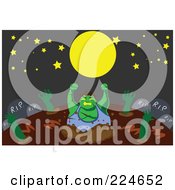 Royalty Free RF Clipart Illustration Of Green Zombies Rizing From Their Graves