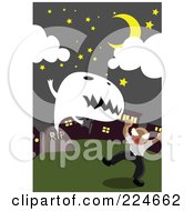 Poster, Art Print Of Ghost Popping Out Of A Grave And Scaring A Man