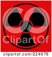 Poster, Art Print Of Black And Red Radiation Symbol On Red