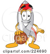 Poster, Art Print Of Rocket Mascot Cartoon Character Playing Basketball
