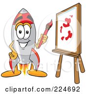 Poster, Art Print Of Rocket Mascot Cartoon Character Painting A Canvas