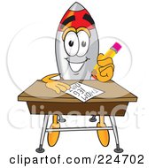 Rocket Mascot Cartoon Character Taking A Quiz