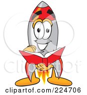 Rocket Mascot Cartoon Character Reading A Book by Mascot Junction