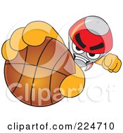 Poster, Art Print Of Rocket Mascot Cartoon Character Grabbing A Basketball