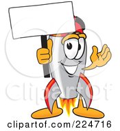 Poster, Art Print Of Rocket Mascot Cartoon Character With A Blank Sign On A Pole