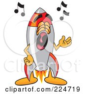 Poster, Art Print Of Rocket Mascot Cartoon Character Singing