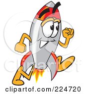 Rocket Mascot Cartoon Character Running by Mascot Junction