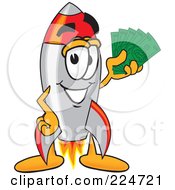 Poster, Art Print Of Rocket Mascot Cartoon Character Holding Money