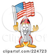 Poster, Art Print Of Rocket Mascot Cartoon Character With An American Flag