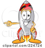 Rocket Mascot Cartoon Character Pointing Left by Mascot Junction