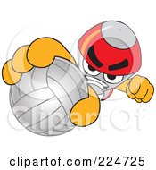 Poster, Art Print Of Rocket Mascot Cartoon Character Grabbing A Volleyball