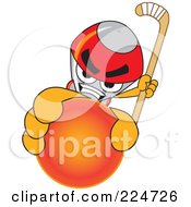 Poster, Art Print Of Rocket Mascot Cartoon Character Grabbing A Hockey Ball