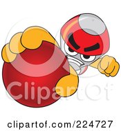 Poster, Art Print Of Rocket Mascot Cartoon Character Grabbing A Red Ball