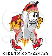 Poster, Art Print Of Rocket Mascot Cartoon Character Student Walking
